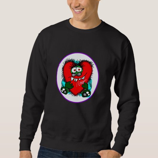 Sweatshirt Valentine's Day hearts monster 9 (Devant)