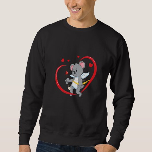 Sweatshirt Valentines Day Koala Bear with Heart Arrow Cupid K (Devant)