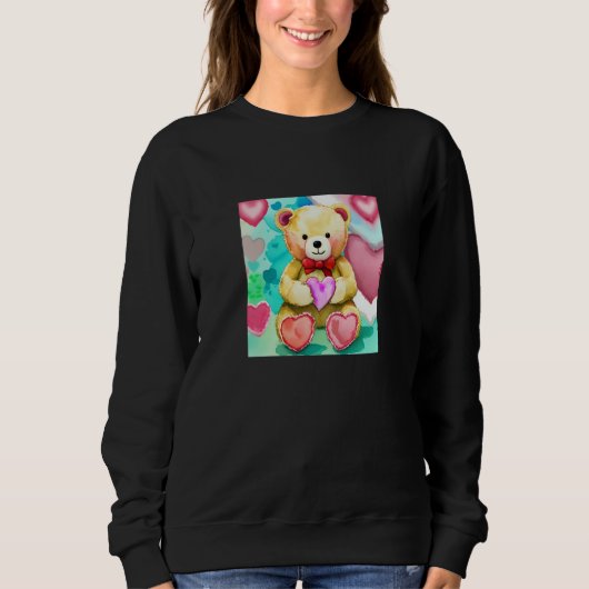 Sweatshirt Valentine's Day Love Heart Bear Teddy Girlfriend F (Devant)