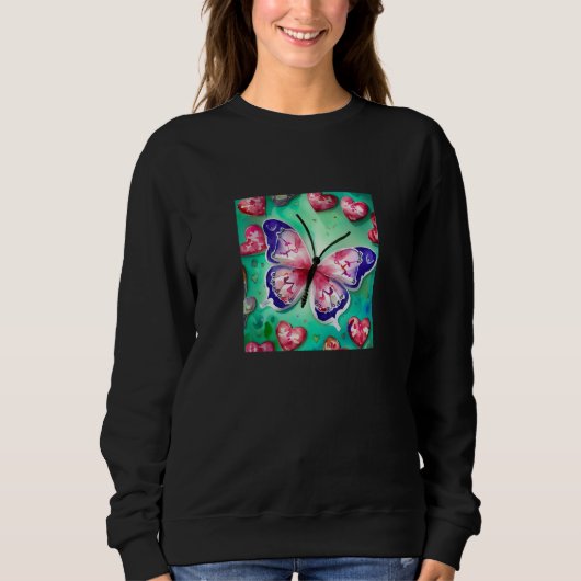 Sweatshirt Valentine's Day Love Heart Butterfly Girlfriend Fi (Devant)