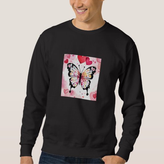 Sweatshirt Valentine's Day Love Heart Butterfly Girlfriend Fi (Devant)