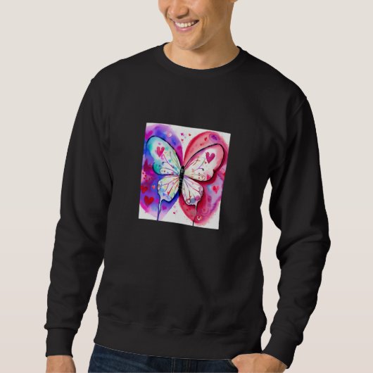 Sweatshirt Valentine's Day Love Heart Butterfly Girlfriend Fi (Devant)