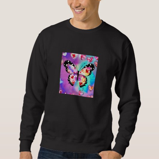 Sweatshirt Valentine's Day Love Heart Butterfly Girlfriend Fi (Devant)