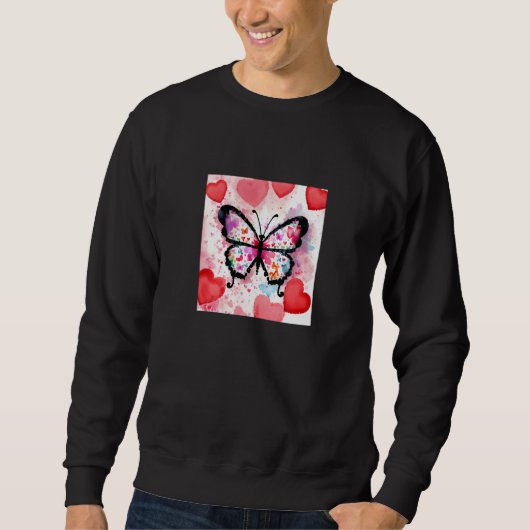 Sweatshirt Valentine's Day Love Heart Butterfly Girlfriend Fi (Devant)