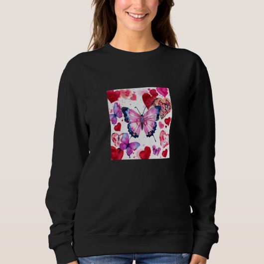 Sweatshirt Valentine's Day Love Heart Butterfly Girlfriend Fi (Devant)
