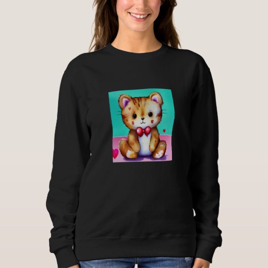 Sweatshirt Valentine's Day Love Heart Cat Teddy Girlfriend Fi (Devant)