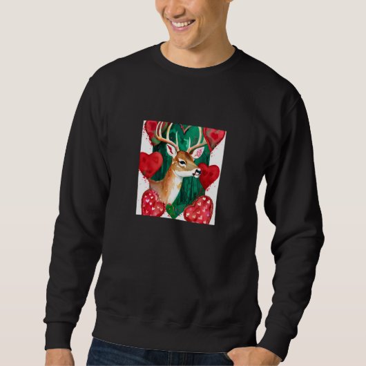 Sweatshirt Valentine's Day Love Heart Cute Deer Girlfriend Fi (Devant)