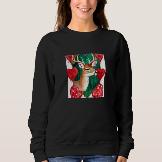 Sweatshirt Valentine's Day Love Heart Cute Deer Girlfriend Fi (Devant)