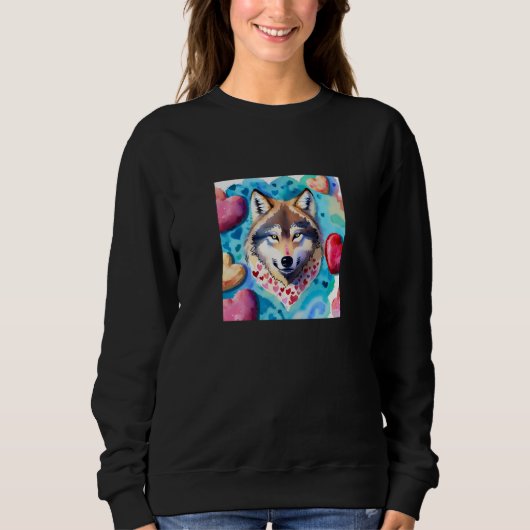 Sweatshirt Valentine's Day Love Heart Cute Wolf Girlfriend Fi (Devant)