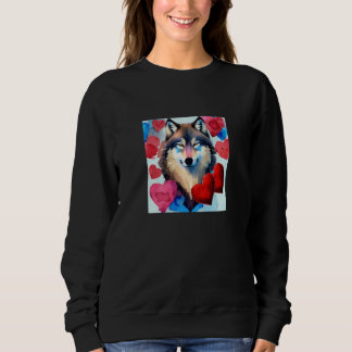 Sweatshirt Valentine's Day Love Heart Cute Wolf Girlfriend Fi