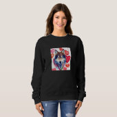 Sweatshirt Valentine's Day Love Heart Cute Wolf Girlfriend Fi (Devant entier)