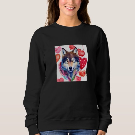 Sweatshirt Valentine's Day Love Heart Cute Wolf Girlfriend Fi (Devant)