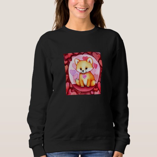 Sweatshirt Valentine's Day Love Heart Fox Teddy Girlfriend Fi (Devant)