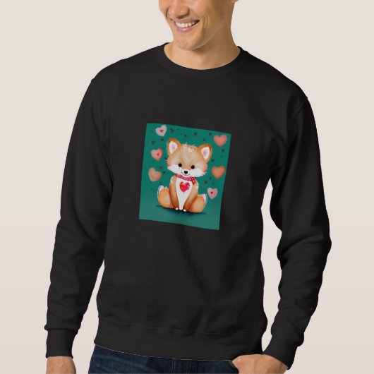 Sweatshirt Valentine's Day Love Heart Fox Teddy Girlfriend Fi (Devant)