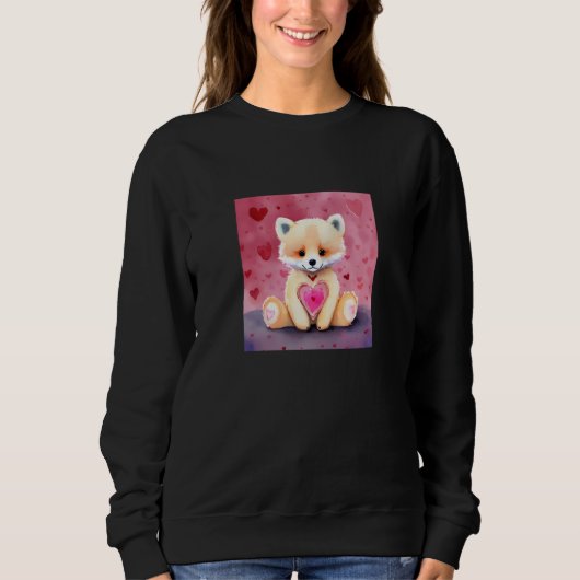Sweatshirt Valentine's Day Love Heart Fox Teddy Girlfriend Fi (Devant)
