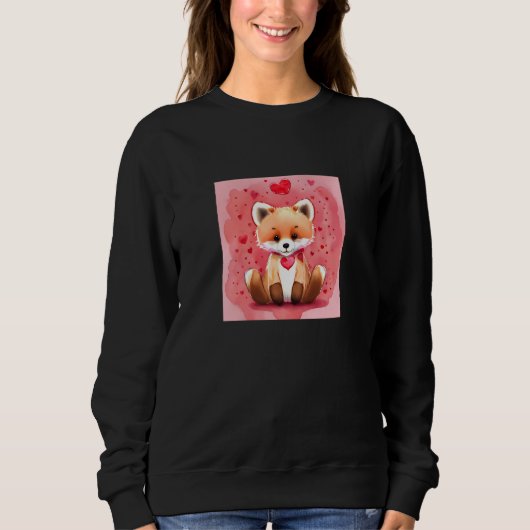 Sweatshirt Valentine's Day Love Heart Fox Teddy Girlfriend Fi (Devant)