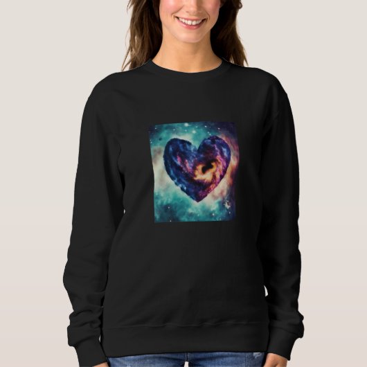 Sweatshirt Valentine's Day Love Heart Galaxy Girlfriend Fianc (Devant)
