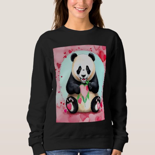 Sweatshirt Valentine's Day Love Heart Panda Girlfriend Fiancé (Devant)
