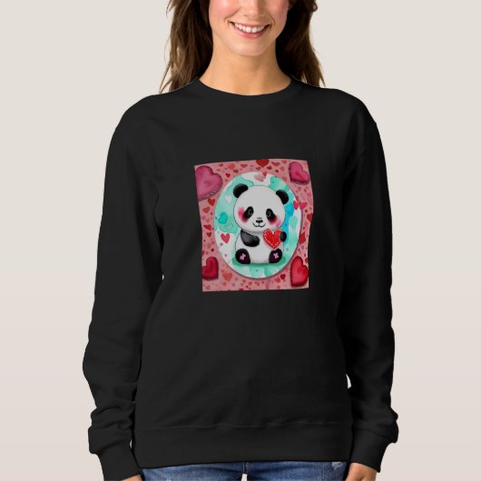 Sweatshirt Valentine's Day Love Heart Panda Girlfriend Fiancé (Devant)