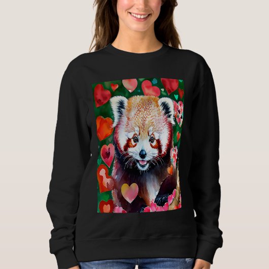 Sweatshirt Valentine's Day Love Heart Red Panda Girlfriend Fi (Devant)