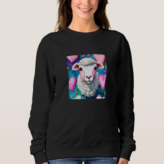Sweatshirt Valentine's Day Love Heart Sheep Girlfriend Fiancé (Devant)