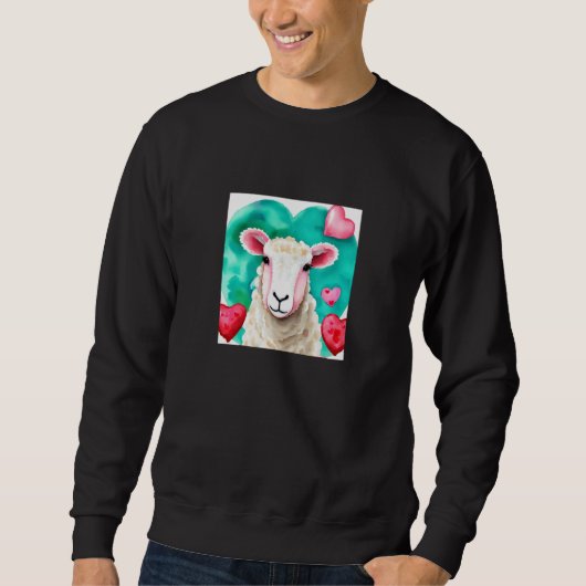 Sweatshirt Valentine's Day Love Heart Sheep Girlfriend Fiancé (Devant)