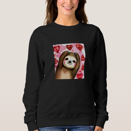 Sweatshirt Valentine's Day Love Heart Sloth Girlfriend Fiancé (Devant)