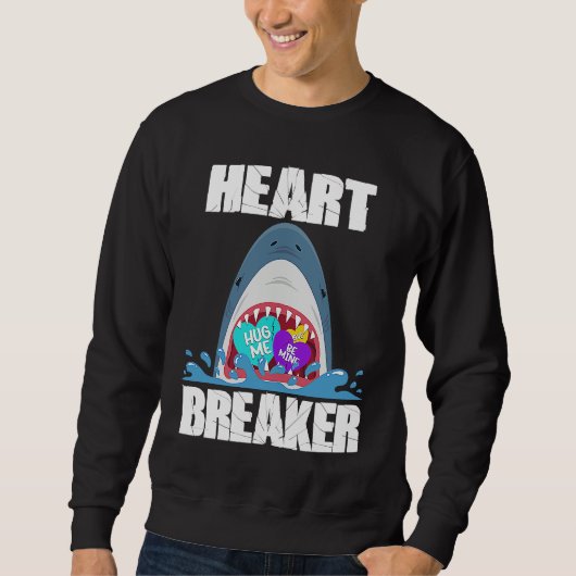 Sweatshirt Valentines Day Shark Heart Breaker  Boys Kids  1 (Devant)