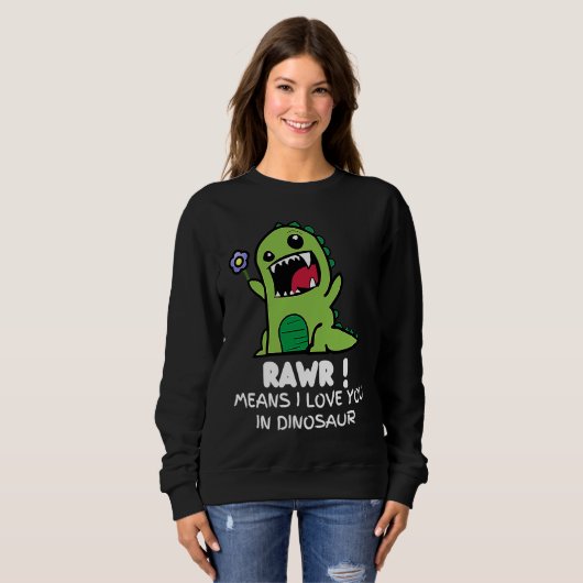 Sweatshirt Valentine's Rex Cute Dinosaur (Devant entier)