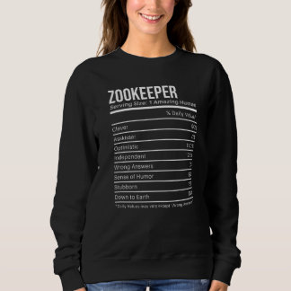 Sweatshirt Valeurs nutritionnelles du soigneur de zoo Faits n