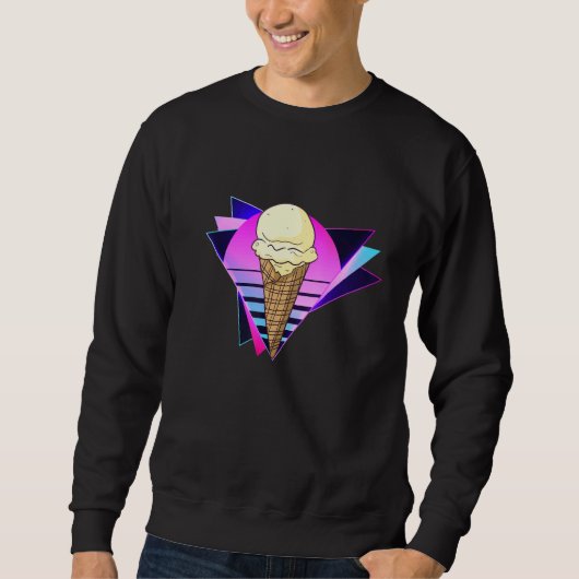 Sweatshirt Vanilla Ice Cream Cone Retro 80s Ice Cream Shop Em (Devant)