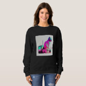 Sweatshirt Vaperwave Aesthetic Glitch Cat Retrowave Synthwave (Devant entier)