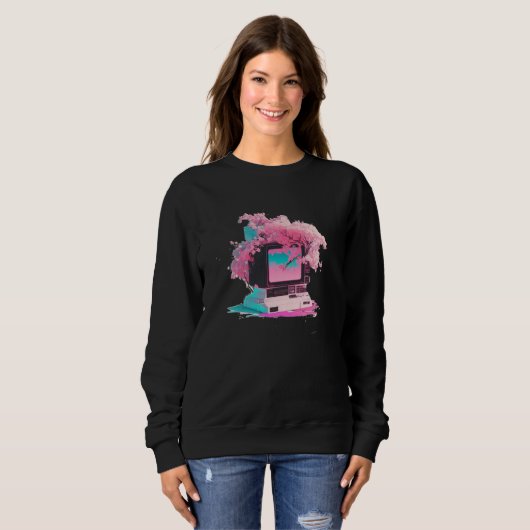 Sweatshirt Vaperwave Aesthetic Glitch Retrowave Synthwave 5 (Devant entier)