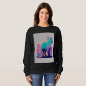 Sweatshirt Vaporwave Esthétique Glitch Chat Rétrowave Synthwa (Devant entier)