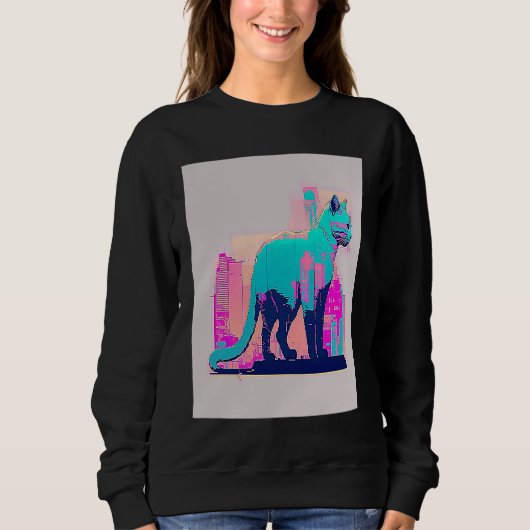 Sweatshirt Vaporwave Esthétique Glitch Chat Rétrowave Synthwa (Devant)