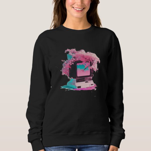 Sweatshirt Vaporwave Esthétique Glitch Retrowave Synthwave  5 (Devant)