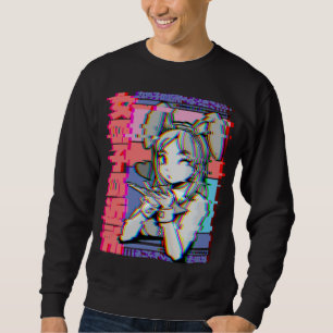 Sweatshirt Vaporwave esthétique japonaise Retro Anime Girl