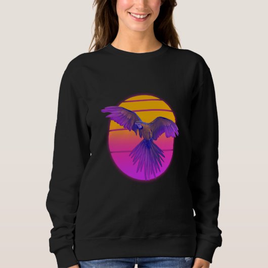 Sweatshirt Vaporwave Macaw Parrot Tropical Bird Birdwatching (Devant)