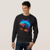 Sweatshirt Vaporwave Synthwave Bison Buffalo Américain 80 Eig (Devant entier)