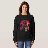 Sweatshirt Vaporwave Synthwave Rétro Dinosaure Trex 80s Retro (Devant entier)