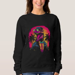 Sweatshirt Vaporwave Synthwave Rétro Dinosaure Trex 80s Retro