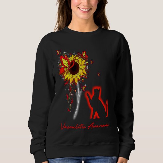 Sweatshirt Vasculitis Awareness SunflowerButterfly Cat (Devant)