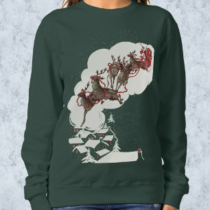 Sweatshirt Veille de Noël vintage, Père Noël rétro dans son t