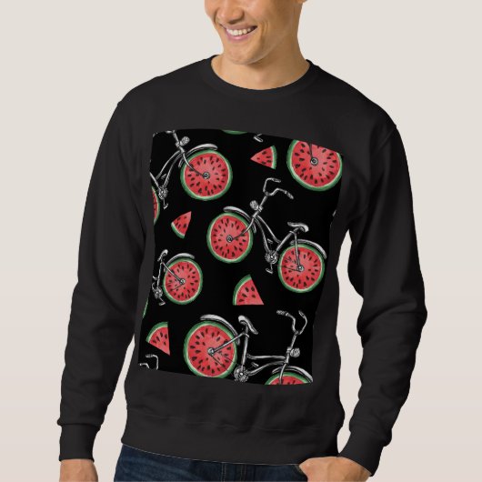 Sweatshirt Vélos à roue de pastèque, motif d'été. (Devant)
