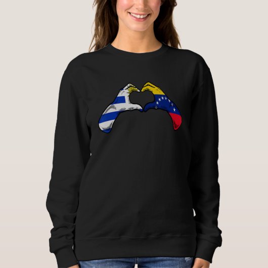 Sweatshirt Venezuela Uruguay Flag Venezuelan Uruguayan Heart (Devant)