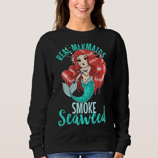 Sweatshirt Véritable Mermaids Fumer Algues Adultes Femmes Pot (Devant)