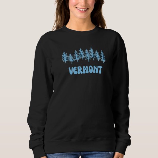 Sweatshirt Vermont Light Blue Retro Groovy Nature Outdoors Sk (Devant)