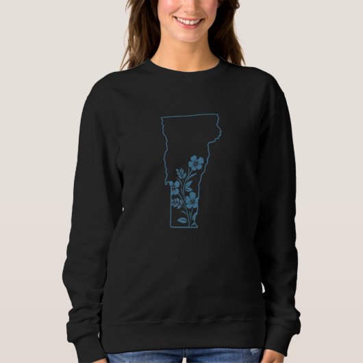 Sweatshirt Vermont Map Outline with Flowers USA America (Devant)