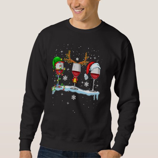 Sweatshirt Verre à vin Noël Santa Hat (Devant)