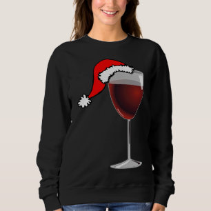 Sweatshirt Verre De Noël De Vin Rouge Avec Chapeau De Père No